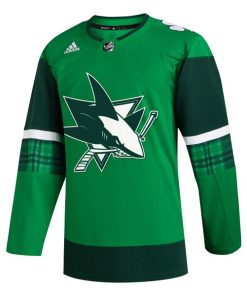 Alternative view of San Jose Sharks adidas 2023 St. Patrick's Day Primegreen Authentic Jersey - Kelly Green