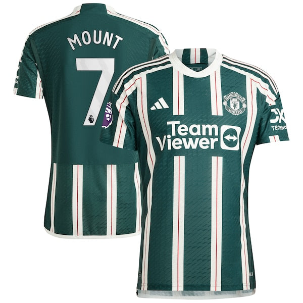 Mason Mount Manchester United adidas 2023/24 Away Authentic Player Jersey - Green/Red - Image 2