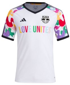 Alternative view of New York Red Bulls adidas 2024 Pride Pre-Match Top - White