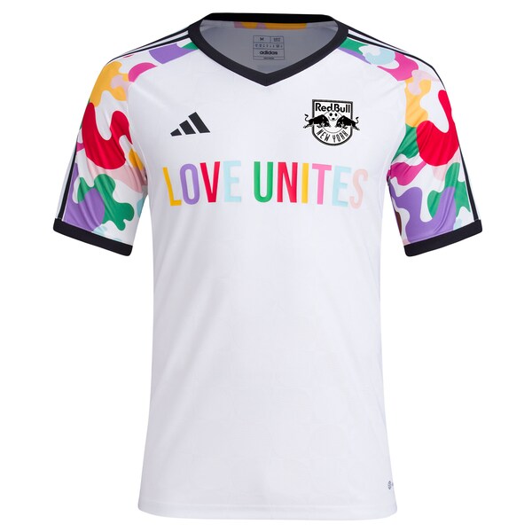 New York Red Bulls adidas 2024 Pride Pre-Match Top - White - Image 2