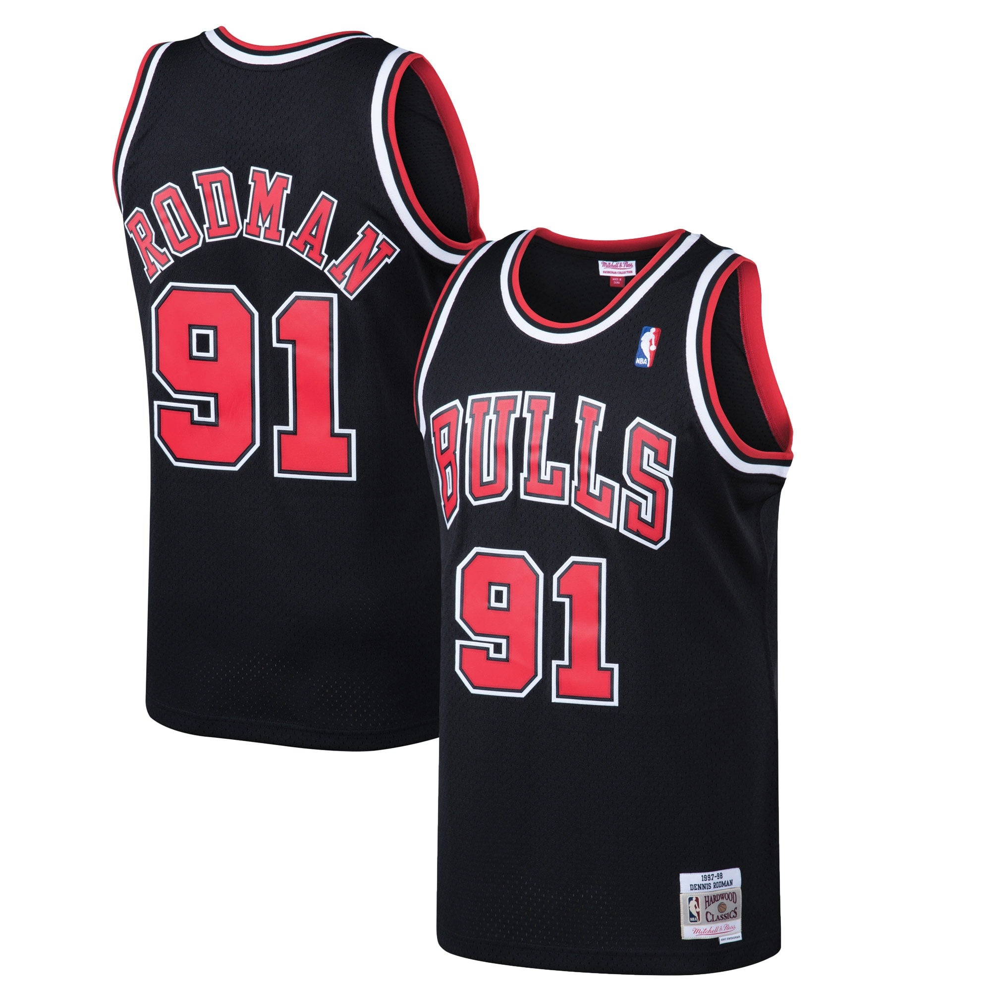 Dennis Rodman Chicago Bulls Hardwood Classics Swingman Jersey - Red/Black - Image 5