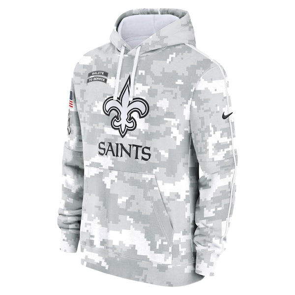 New Orleans Saints Nike 2024 Salute to Service Club Fleece Pullover Hoodie - Arctic Camo - Image 2
