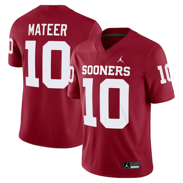 Men's Jordan Brand John Mateer Crimson Oklahoma Sooners Home NIL Football Game Jersey