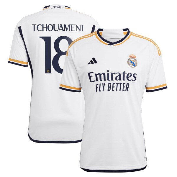 Aur¨¦lien Tchouam¨¦ni Los Merengues adidas 2023/24 Home Replica Player Jersey - White/Navy - Image 2