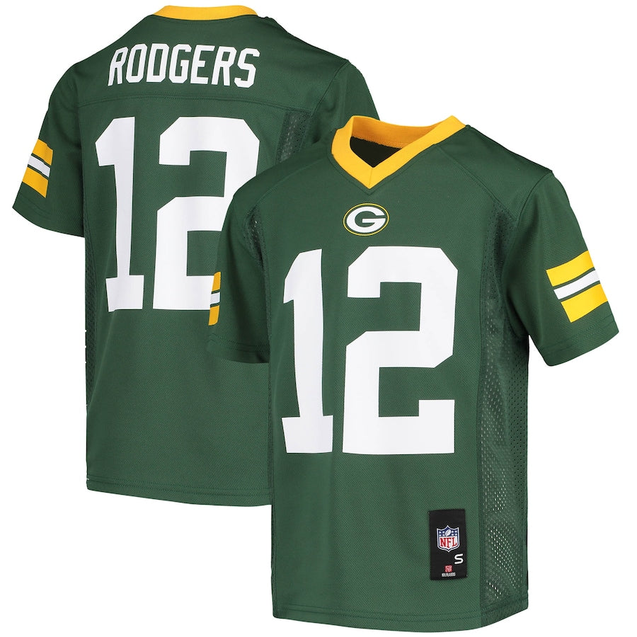 Aaron Rodgers Green Bay Packers Youth Replica Player Jersey - White/Green - Image 5