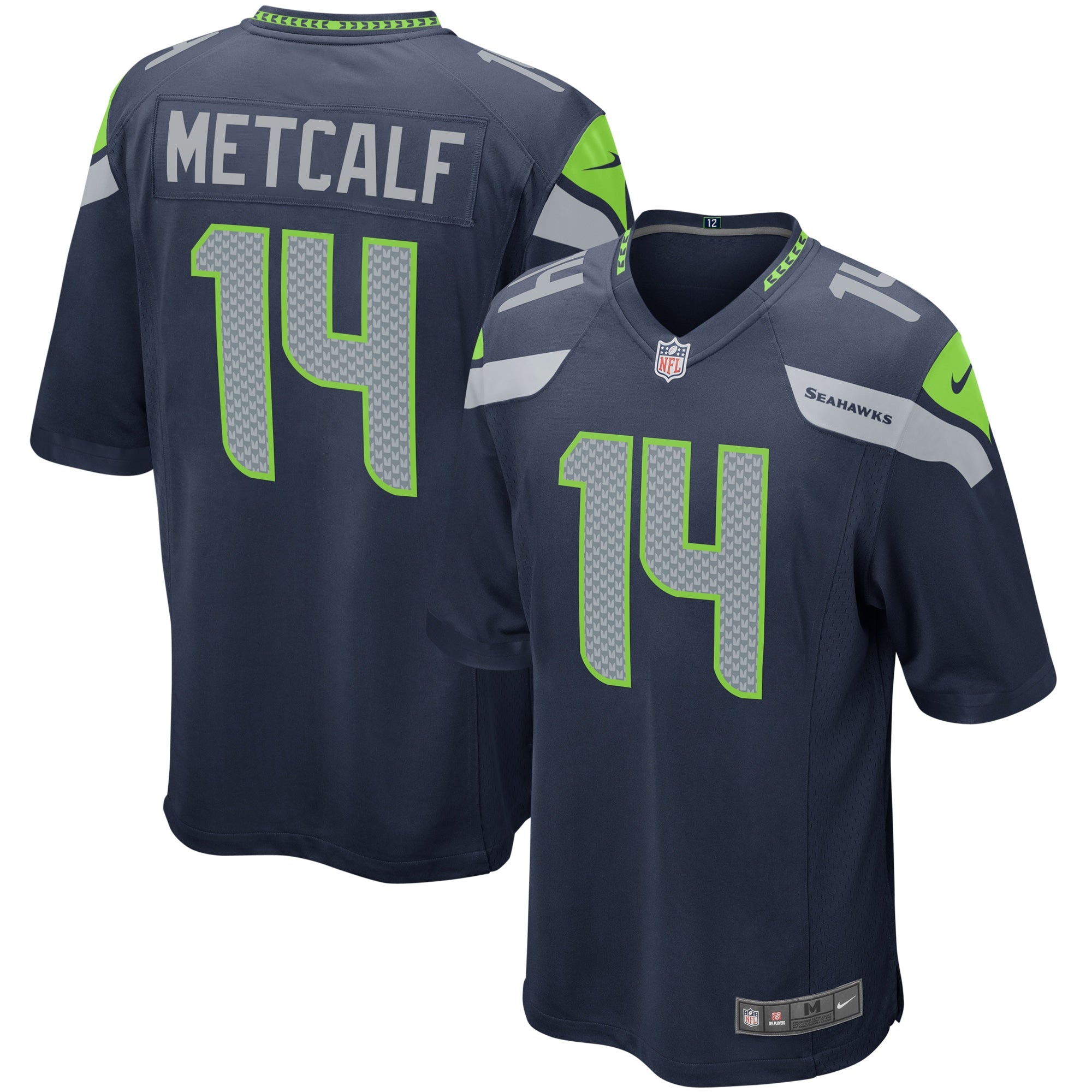 DK Metcalf Seattle Seahawks Nike Game Jersey - White/Navy - Image 6
