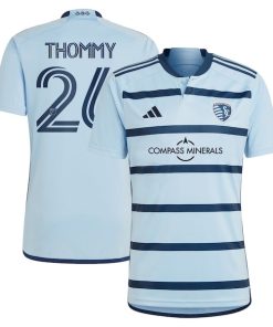 Erik Thommy Sporting Kansas City adidas 2024 Hoops 4.0 Replica Player Jersey?¨C Light Blue
