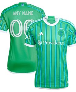 Alternative view of Seattle Sounders FC adidas 2024 The Anniversary Kit Authentic Custom Jersey?¨C Green