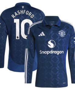 Alternative view of Marcus Rashford Manchester United adidas 2024/25 Away Replica Long Sleeve Player Jersey - Navy