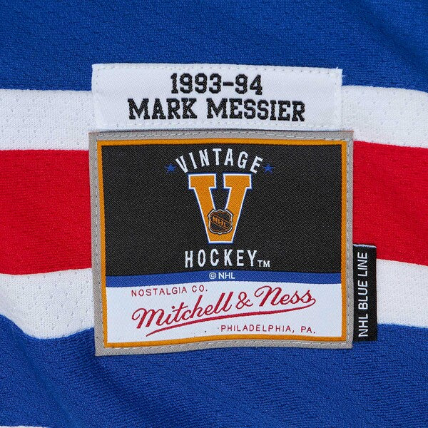 Mark Messier New York Rangers Captain Patch 1993/94 Blue Line Player Jersey - White/Blue - Image 3
