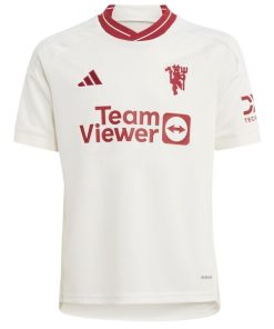 Alternative view of Diogo Dalot Manchester United adidas Youth 2023/24 Third Replica Player Jersey - White