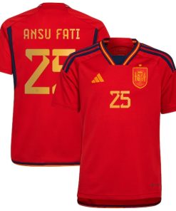 Ansu Fati Spain National Team adidas Youth 2022/23 Home Replica Jersey - Red