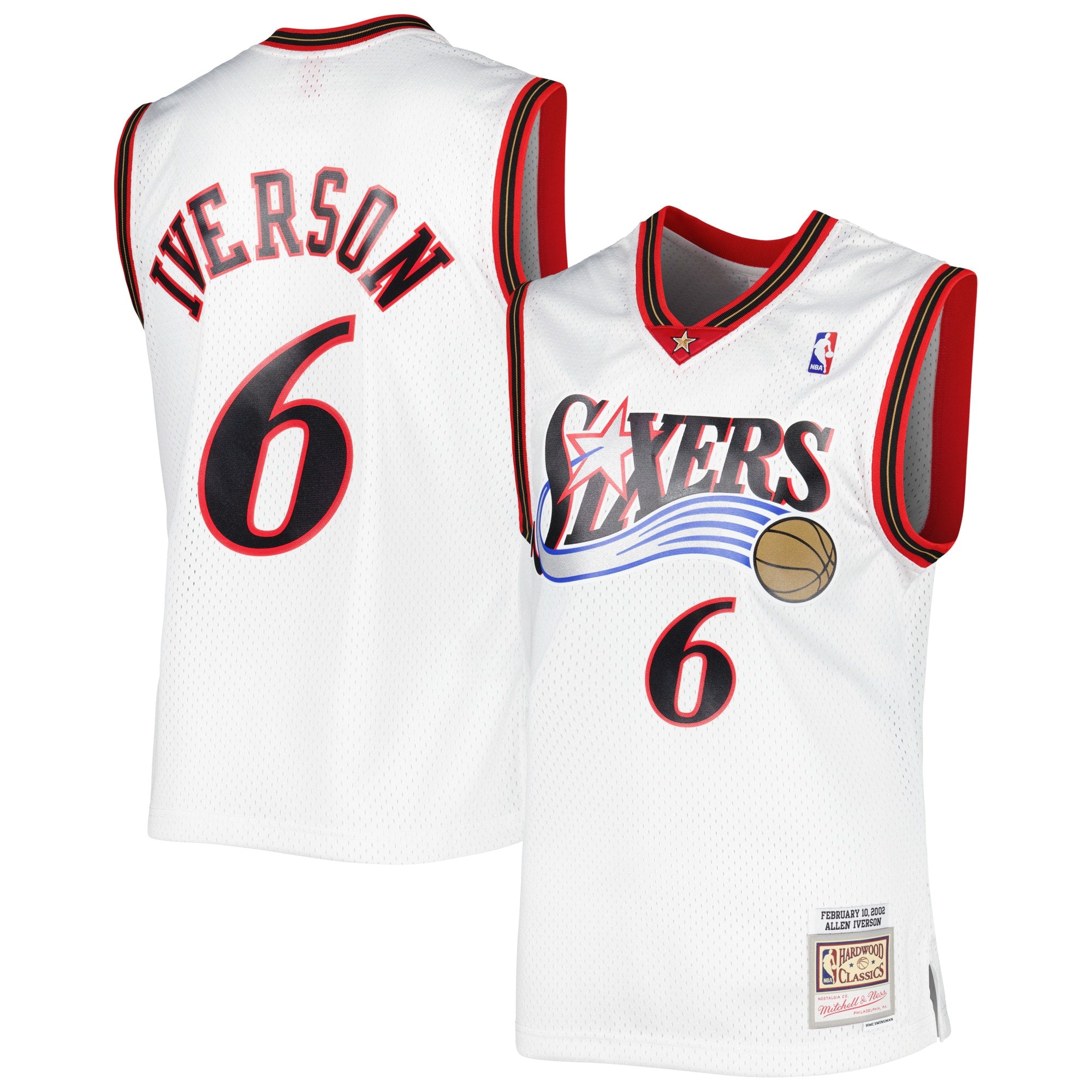 Allen Iverson Philadelphia 76ers 2001/02 Hardwood Classics Swingman Jersey - Red/White - Image 5