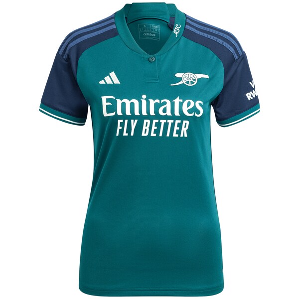 Declan Rice Arsenal adidas Women's 2023/24 Third Replica Player Jersey - Green/Red/Yellow - Image 8