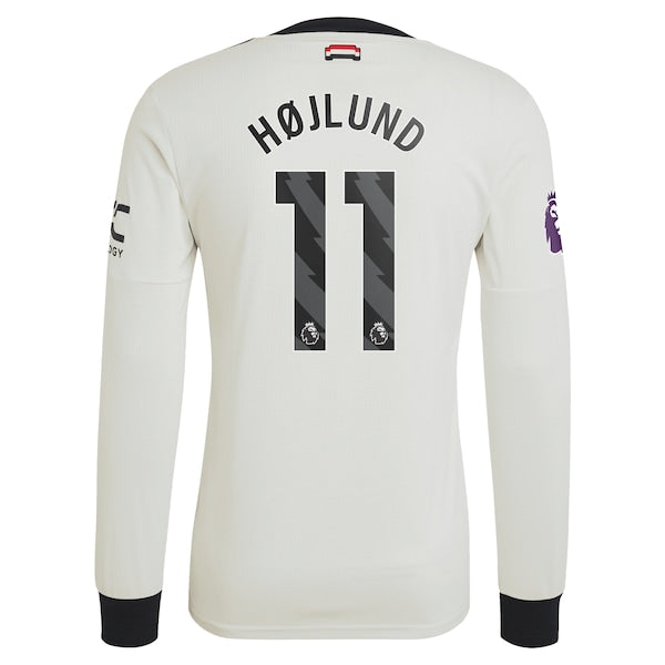 Rasmus H?jlund Manchester United adidas Originals 2024/25 Third Authentic Long Sleeve Jersey - Cream - Image 3
