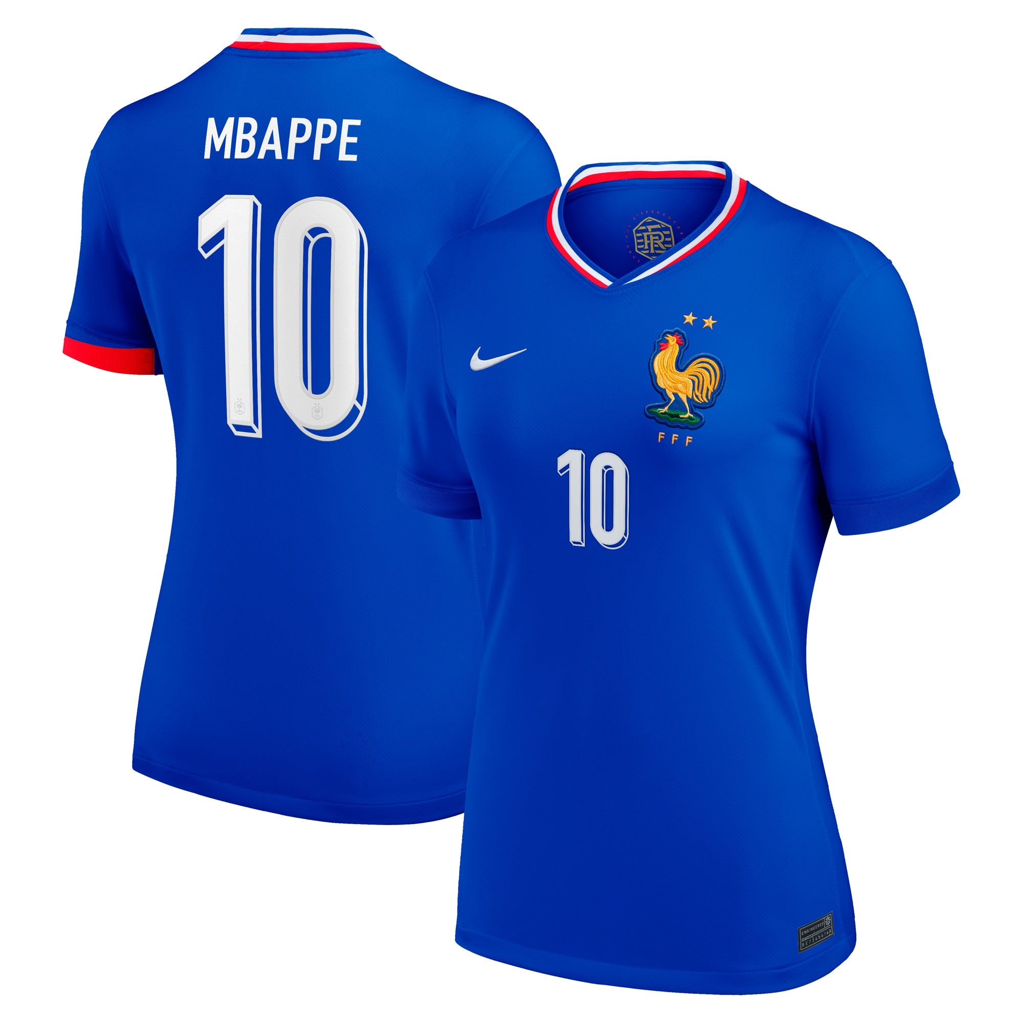 Kylian Mbappe France National Team Nike Women's 2024 Away Replica Jersey - White/Blue - Image 5