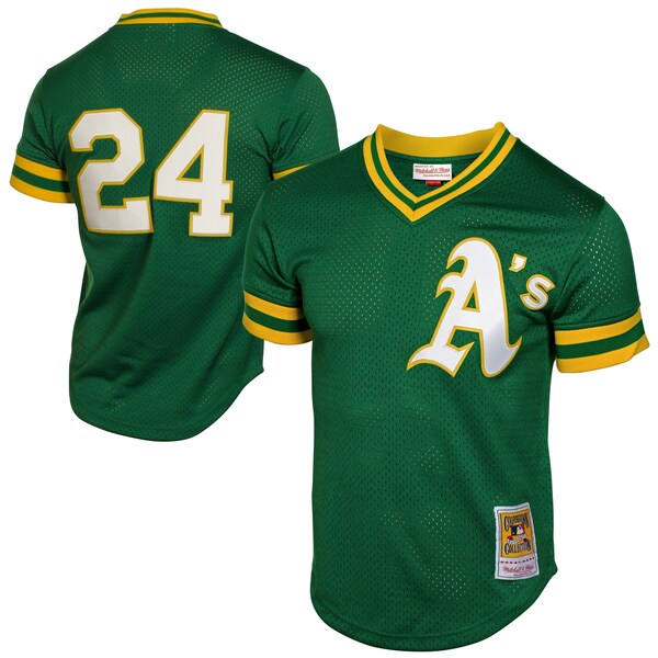 Rickey Henderson Oakland Athletics 1991 Cooperstown Mesh Batting Practice Jersey - Green - Image 2