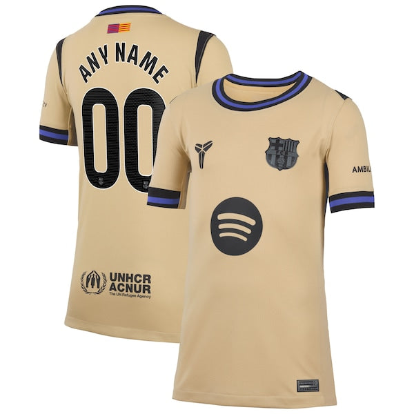 Barcelona Nike Youth 2025/26 Away Stadium Replica Custom Jersey - Gold/Blue - Image 2