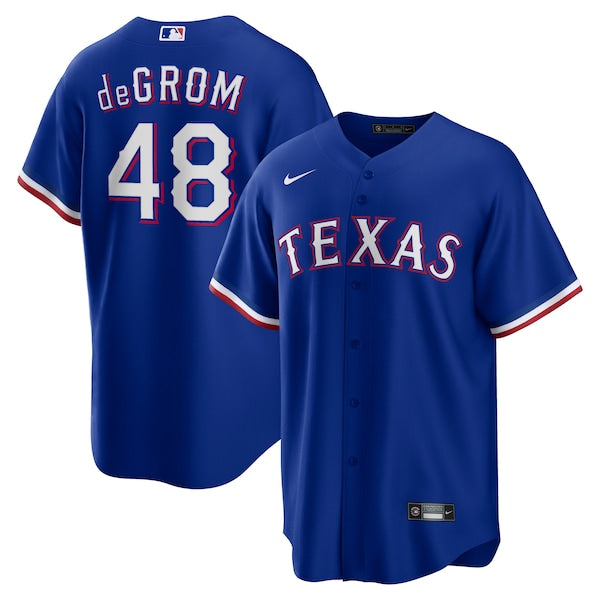 Jacob deGrom Texas Rangers Nike Away Replica Player Jersey - Royal/White - Image 2
