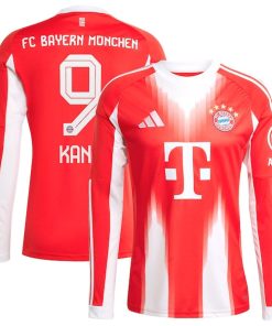 Harry Kane Bayern Munich adidas 2025/26 Home Replica Long Sleeve Jersey - Red