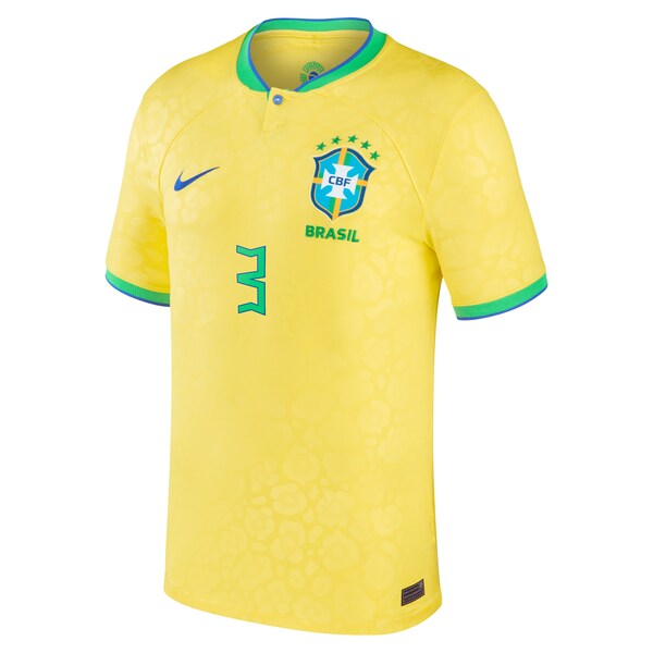 Thiago Silva Brazil National Team Nike 2022/23 Replica Home Jersey - Yellow - Image 2