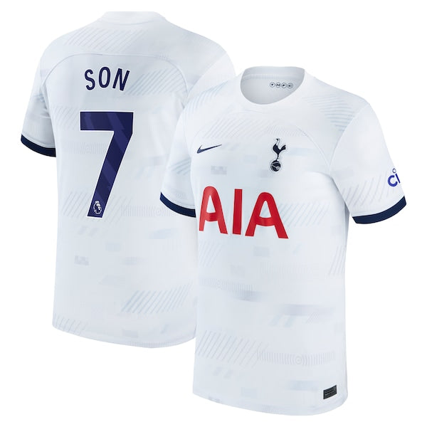 Son Heung-min Tottenham Hotspur Nike Home 2023/24 Replica Player Jersey - White/Tan - Image 2