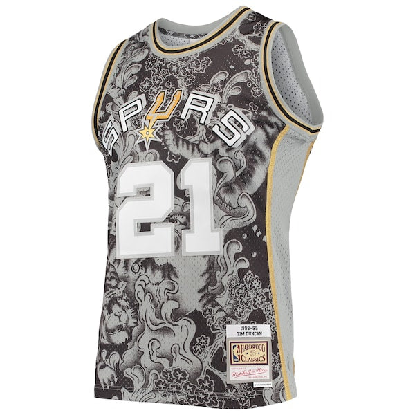 Tim Duncan San Antonio Spurs Hardwood Classics 1998/99 Lunar New Year Swingman Jersey - Black - Image 2