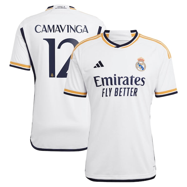 Eduardo Camavinga Los Merengues adidas 2023/24 Home Replica Jersey - White/Navy - Image 2