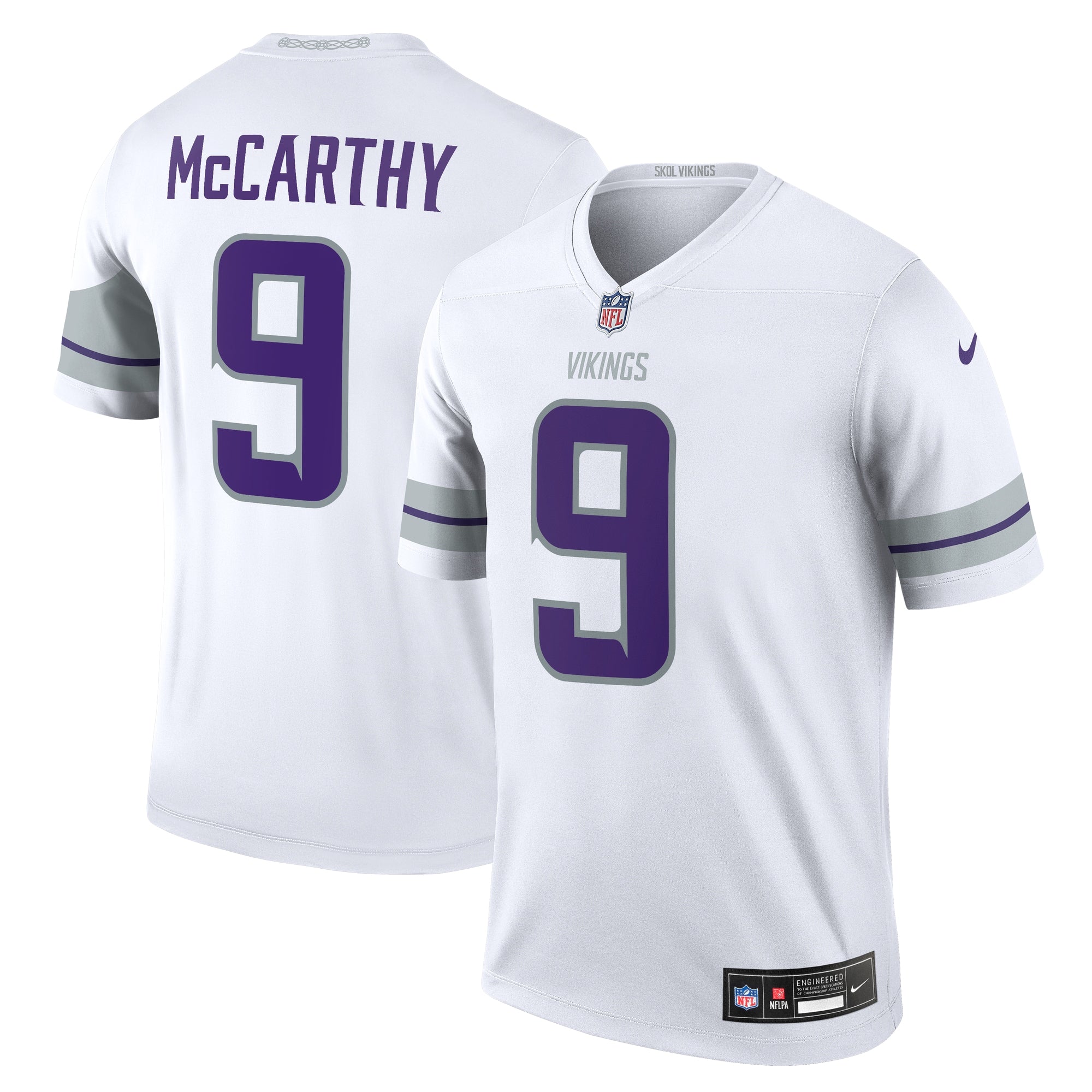 J.J. McCarthy Minnesota Vikings Nike Team Legend Player Performance Jersey - Purple/White - Image 5