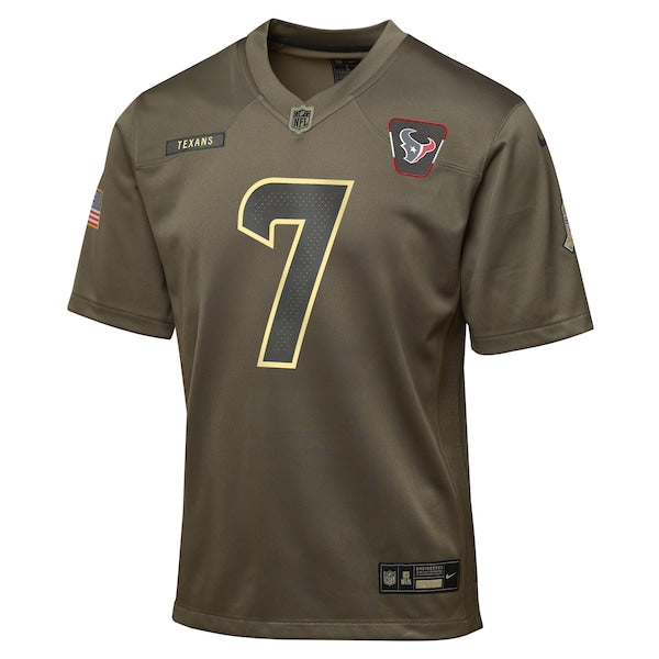 C.J. Stroud Houston Texans Nike Youth 2025 Salute to Service Game Jersey - Olive - Image 2