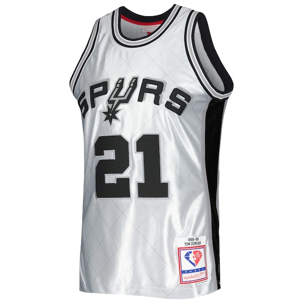 Tim Duncan San Antonio Spurs 1998/99 Hardwood Classics 75th Anniversary Swingman Jersey - Platinum - Image 2