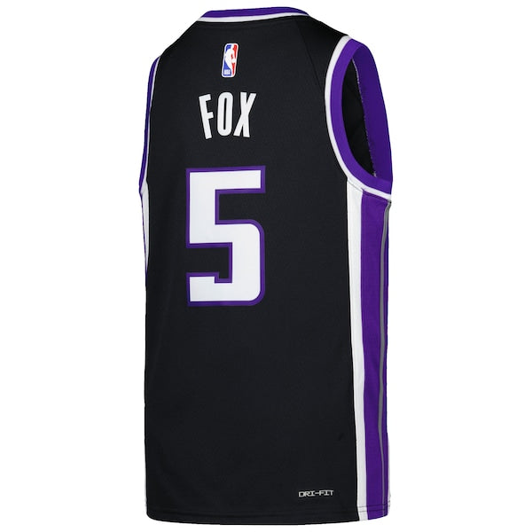 De'Aaron Fox Sacramento Kings Nike Youth Swingman Jersey - Icon Edition - Purple - Image 3