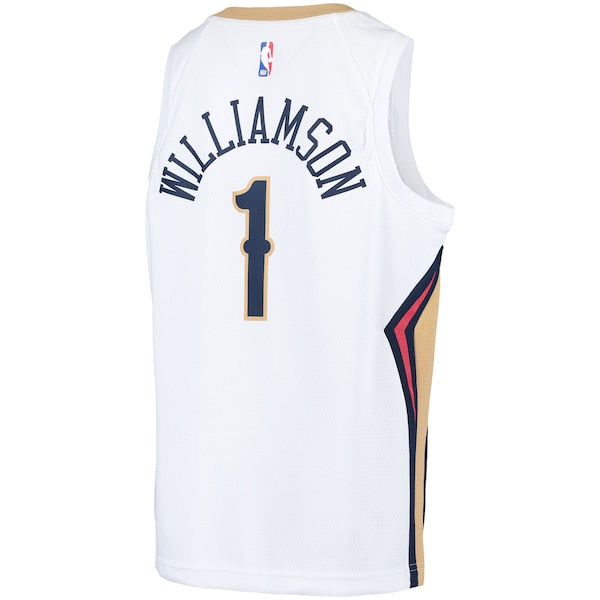Zion Williamson New Orleans Pelicans Nike Youth Swingman Player Jersey - Association Edition - White/Navy - Image 4