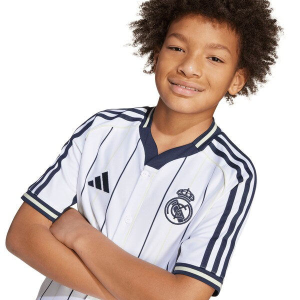 Los Merengues adidas Youth US Pack Full-Button Baseball Jersey - White - Image 3