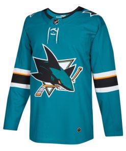 Alternative view of San Jose Sharks adidas Home Authentic Blank Jersey - Teal