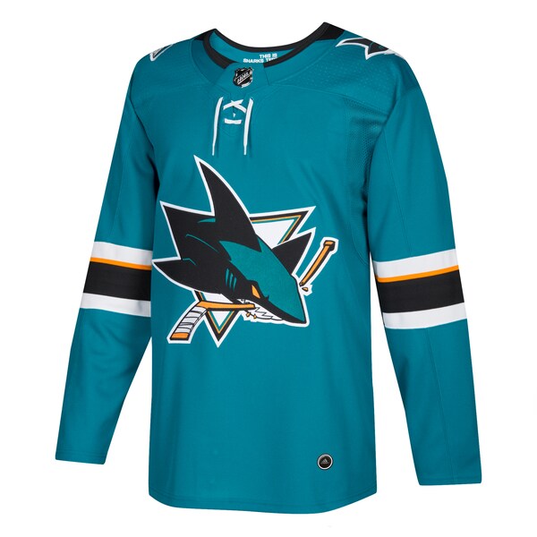 San Jose Sharks adidas Home Authentic Blank Jersey - Teal - Image 2