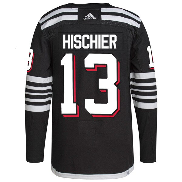 Nico Hischier New Jersey Devils adidas Alternate Primegreen Authentic Player Jersey - Black - Image 3