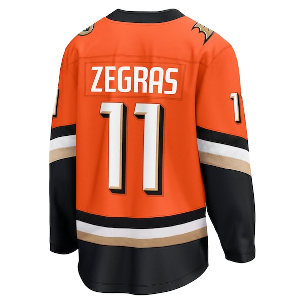 Trevor Zegras Anaheim Ducks Home Premier Breakaway Player Jersey - Orange/Black - Image 4