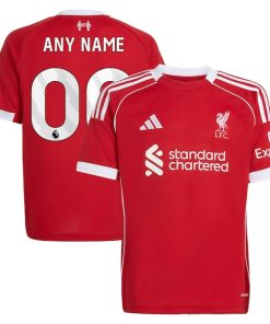Liverpool adidas Youth 2025/26 Home Custom Replica Jersey - Red/Green