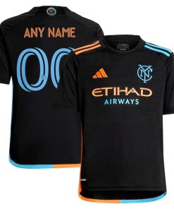 New York City FC adidas Youth 2024 24/7 Kit Replica Custom Jersey?¨C Black