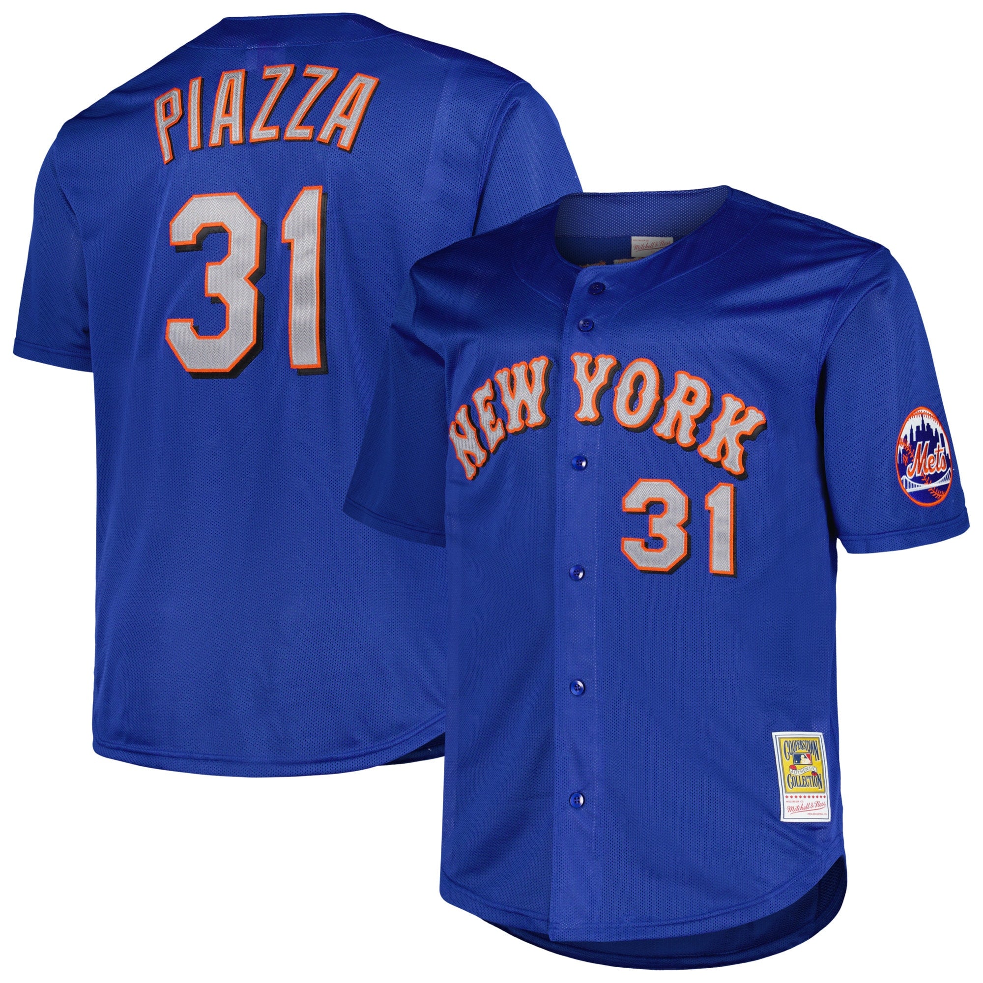 Mike Piazza New York Mets Big & Tall Cooperstown Collection Mesh Batting Practice Jersey - Orange/Royal - Image 5