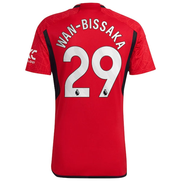Aaron Wan-Bissaka Manchester United adidas 2023/24 Home Replica Player Jersey - Red/Green - Image 4