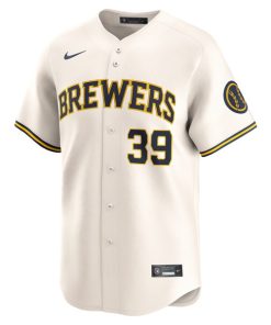 Alternative view of Corbin Burnes Milwaukee Brewers Nike Home Limited Player Jersey - Cream