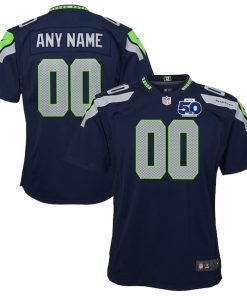 Seattle Seahawks Nike Youth 50th Season Team Custom Game Jersey - College Navy/Navy