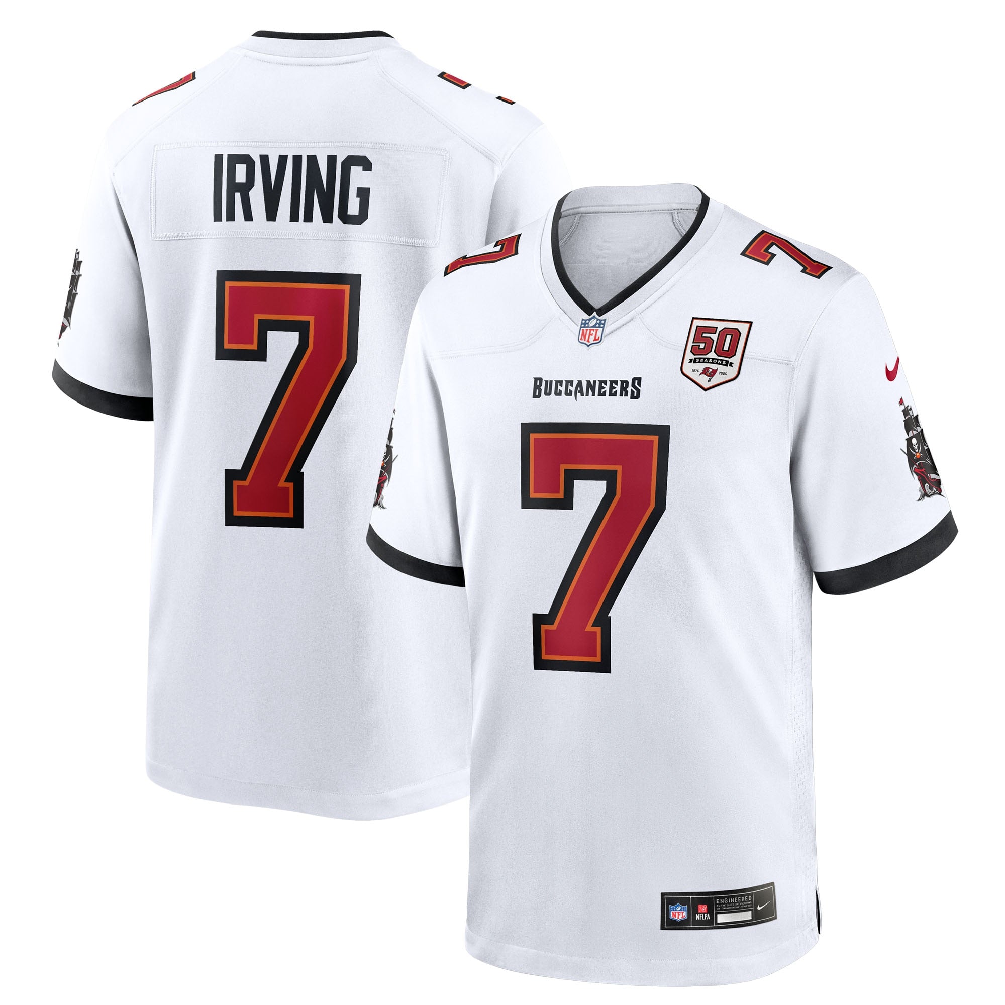 Bucky Irving Tampa Bay Buccaneers Nike 50th Season Game Jersey - Creamsicle/White/Red - Image 7