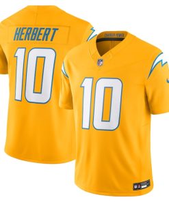 Alternative view of Justin Herbert Los Angeles Chargers Nike Alternate Charger Power Vapor F.U.S.E. Limited Jersey - Gold/Royal/Navy/Powder Blue
