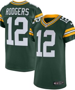 Alternative view of Aaron Rodgers Green Bay Packers Nike Vapor Elite Jersey - Green/White