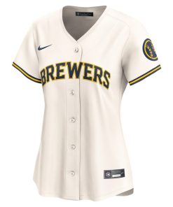 Alternative view of Milwaukee Brewers Nike Women's Home Limited Jersey - Cream
