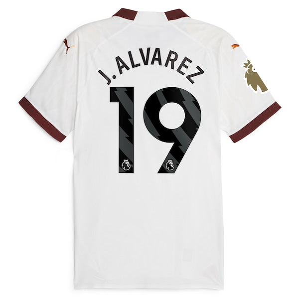 Juli¨¢n ¨¢lvarez Manchester City Puma 2023/24 Away Authentic Player Jersey - White - Image 3