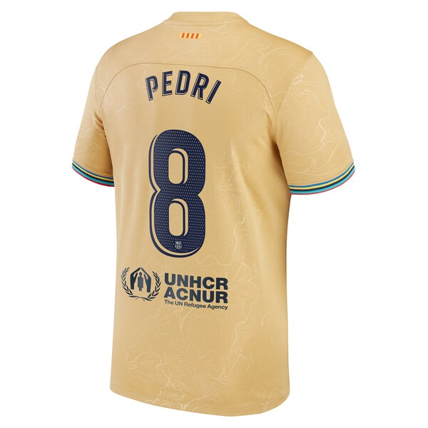 Pedri Barcelona Nike 2022/23 Away Replica Player Jersey - Gold - Image 3